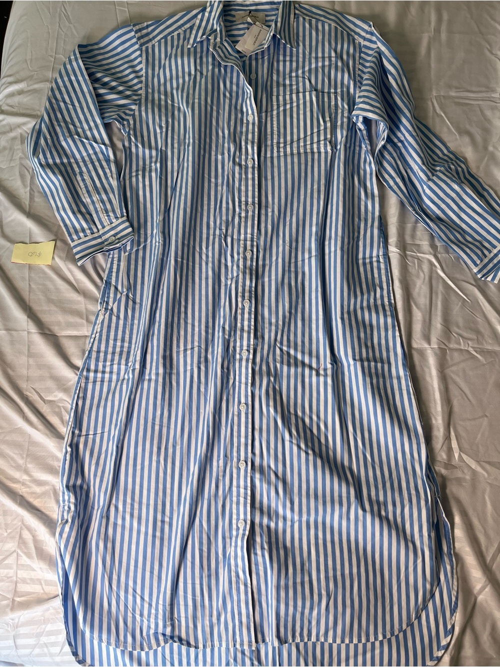 Banana Republic Blue and White Long Sleeve Striped Shirt Dress